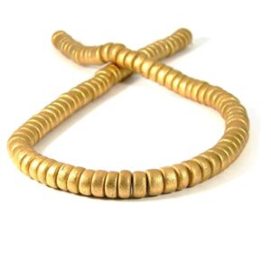 1 strand of 100 metallic wooden 8mm round x 4mm thick rondelle spacer natural wood beads in many colors (gold)
