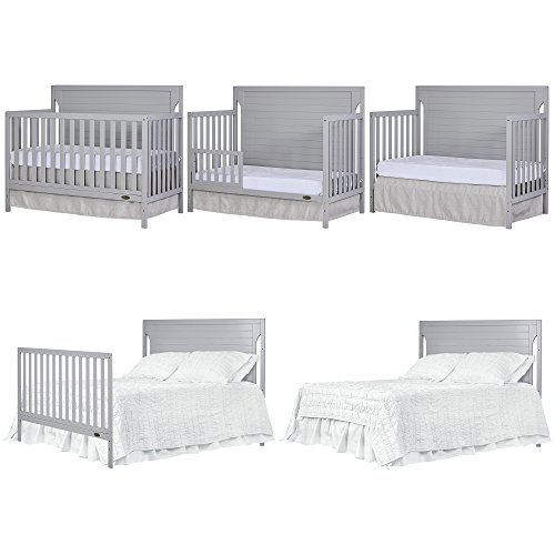 Dream On Me Cape Cod 5-in-1 Convertible Crib in Pebble Grey, Greenguard Gold Certified , 50x30x44 Inch (Pack of 1)