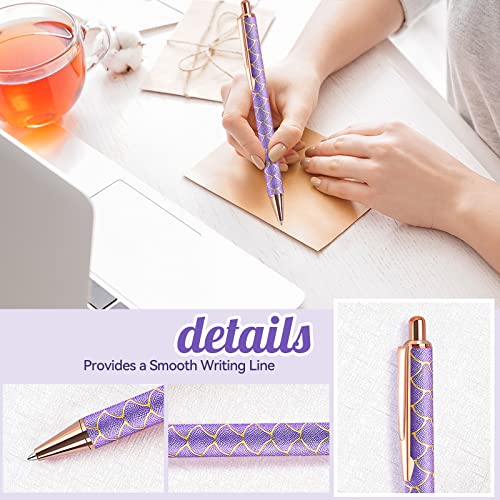 Airevesket 9Pcs Purple Pens Set, Ballpoint Pens Set, Metal Crystal Diamond Pen, Black Ink Ballpoint Cute Pens Set, Purple Gifts for Women Girls Office Wedding Supplies (Purple)