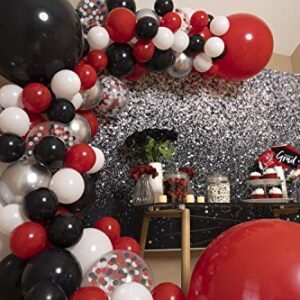 115pcs Red Black and White Balloon Arch Kit for Red and Black Birthday Party Decorations – Red and Black Balloons for White Black and Red Balloon Garland Kit – Graduation Black and Red Balloons