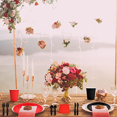 122 pcs red and black plates and napkins party supplies black and red tableware set disposable paper plates napkins cups cutlery spoons tablecloth for red birthday plates table decors