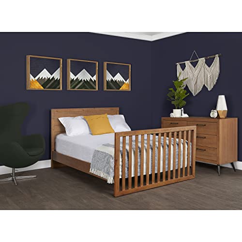 Evolur Stilnovo Mid Century 4-in-1 Convertible Crib in Sugarcane, Greenguard Gold Certified, 3 Mattress Height Settings, Modern Nursery, Wooden Furniture