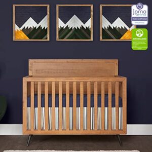 Evolur Stilnovo Mid Century 4-in-1 Convertible Crib in Sugarcane, Greenguard Gold Certified, 3 Mattress Height Settings, Modern Nursery, Wooden Furniture