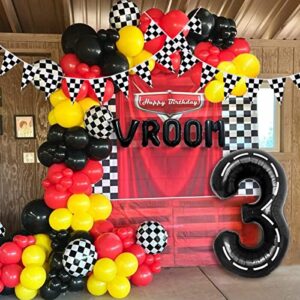 DEAPEICK 134pcs Balloons Race Car Birthday Party Supplies Decorations for Boys - Racing car Theme Party Supplies Happy Birthday Racecar Number Balloons Garland Kit Vroom Birthday Party Decorations