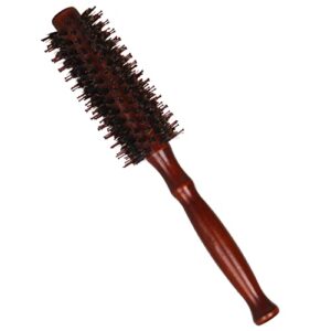 lfdecor boar bristle round styling hair brush，wooden handle curling comb for women and men - blow dryer & curling roll hairbrush brown