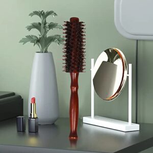 LFDecor Boar Bristle Round Styling Hair Brush，Wooden handle curling comb for Women and Men - Blow Dryer & Curling Roll Hairbrush Brown