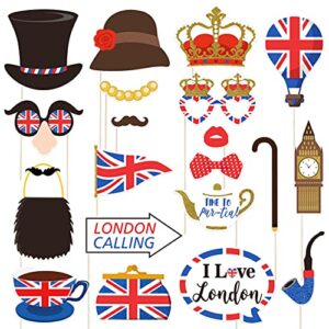 amosfun british photo booth props funny british party props uk england selfie props for british london national day party decorations,pack of 20