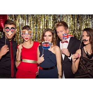 Amosfun British Photo Booth Props Funny British Party Props UK England Selfie Props for British London National Day Party Decorations,Pack of 20