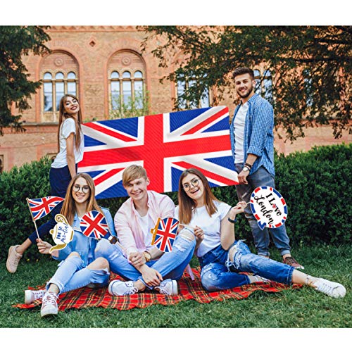 Amosfun British Photo Booth Props Funny British Party Props UK England Selfie Props for British London National Day Party Decorations,Pack of 20