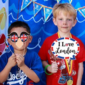 Amosfun British Photo Booth Props Funny British Party Props UK England Selfie Props for British London National Day Party Decorations,Pack of 20