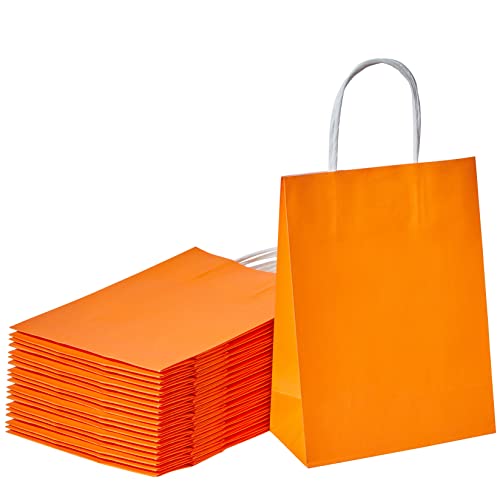 SUNCOLOR 24 Pack Small Party Favor Bags Goodie Bags for Birthday Party Gift Bags With Handle (Orange)