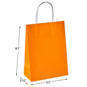 SUNCOLOR 24 Pack Small Party Favor Bags Goodie Bags for Birthday Party Gift Bags With Handle (Orange)