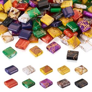 200pcs glass seed beads rectangle tila beads 5mm 10 colors 2 hole vintage tile square loose spacer beads charms flat back cabochons for jewelry making
