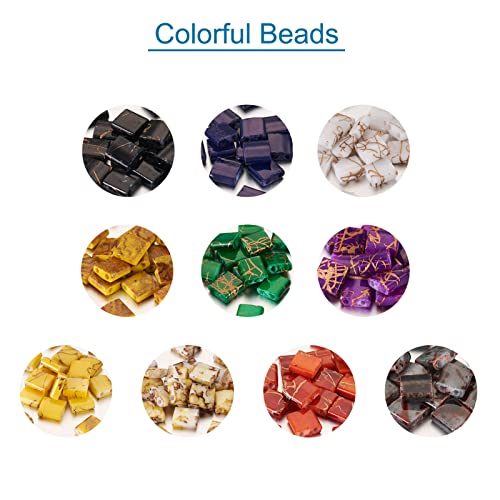 200Pcs Glass Seed Beads Rectangle Tila Beads 5mm 10 Colors 2 Hole Vintage Tile Square Loose Spacer Beads Charms Flat Back Cabochons for Jewelry Making