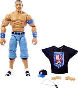 wwe john cena top picks elite collection action figure with entrance shirt, 6-inch posable collectible gift for wwe fans ages 8 years old & up