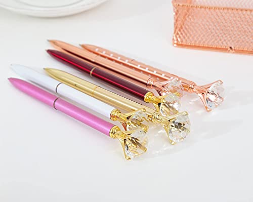 MSTOKIN Bling Crystal Diamond Pen metal ballpoint pens for Office School with Reffills students gift, pack of 3 4 5 8 12 (3 rose gold)