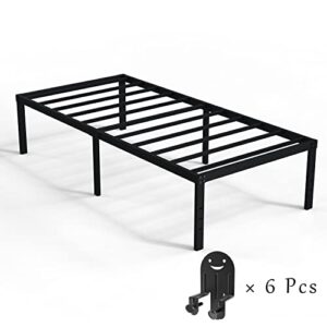 DiaOutro 18 Inch Twin XL Bed Frame Heavy Duty No Box Spring Needed Metal Platform with Non Slip Mattress Gaskets…