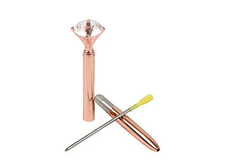 MengRan Pen + 5 Refills Rose Gold Pen with Big Diamond/Crystal -Metal Ballpoint Pen Rose Gold Office Supplies -Black Ink (rose gold)