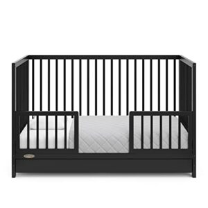 Graco Teddi 5-in-1 Convertible Crib with Drawer (Black) – GREENGUARD Gold Certified, Crib with Drawer Combo, Full-Size Nursery Storage Drawer, Converts to Toddler Bed, Daybed and Full-Size Bed