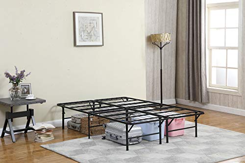 Coaster Home Furnishings Hetfield 16 Inch Foldable Metal Platform Bed Frame Mattress Foundation – Under-Bed Storage, Tools-Free Assembly, Box Spring Replacement – Full