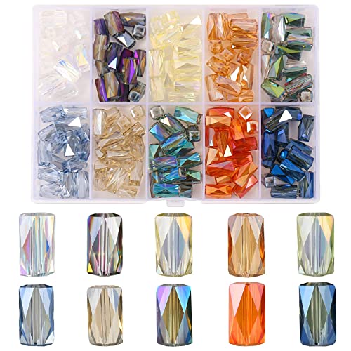 FZQ ZYYWL150Pcs Crystal Glass Beads Bar Cuboid Tube Straight Spacer for Bracelet Necklace Jewelry Making DIY Crafting Findings - 12x6mm (12x6mmCubeGlassBeads)