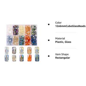 FZQ ZYYWL150Pcs Crystal Glass Beads Bar Cuboid Tube Straight Spacer for Bracelet Necklace Jewelry Making DIY Crafting Findings - 12x6mm (12x6mmCubeGlassBeads)