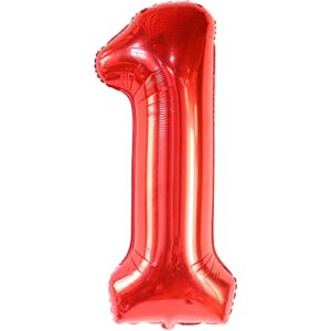 giant, red one balloon for first birthday - 40 inch | berry first birthday party supplies | big red 1 balloon for first birthday | berry first birthday decorations | 1st birthday decorations for boys