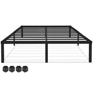 amobro full size metal bed frame with heavy-duty steel slats, 18-inch platform bed with safety bumpers and spacious storage, easy assembly, no box spring required, non-slip design.