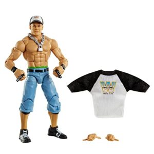 wwe mattel ​top picks elite john cena 6-inch action figure with deluxe articulation for pose and play, life-like detail, authentic ring gear & accessory,multi,gvc03