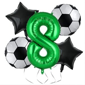 soccer balloons 8th birthday decoration for boys, soccer birthday party supplies qatar 2022 world cup party decoration balloons foil mylar green sports theme party supplies decor