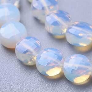 Craftdady 180pcs Faceted White Opalite Beads Flat Round Disc Gemstone Loose Beads Crystal Energy Stone Spacer Beads 6-7mm for DIY Jewelry Crafts