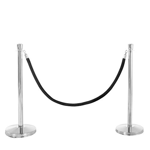 US Weight - U2140 Premier Chrome Post and Black Velvet Rope Crowd Control Stanchions