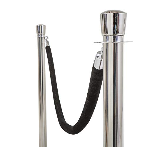 US Weight - U2140 Premier Chrome Post and Black Velvet Rope Crowd Control Stanchions