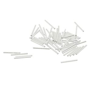 baosity 50x 20x2mm smooth long straight tube noodle bead jewelry making - silver white