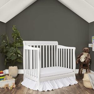 Dream On Me Aden 4-in-1 Convertible Mini Crib In White, Greenguard Gold Certified, Non-Toxic Finish, New Zealand Pinewood, With 3 Mattress Height Settings