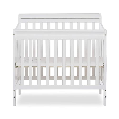 Dream On Me Aden 4-in-1 Convertible Mini Crib In White, Greenguard Gold Certified, Non-Toxic Finish, New Zealand Pinewood, With 3 Mattress Height Settings