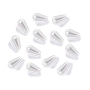 akoak pack of 100 white plastic faux pearl teardrop imitation pearl waterdrop beads for diy jewelry making (6mm x 10mm)