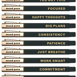 Mood Pens™ Premium Ballpoint Pens, Back-to-School, Smooth & Comfortable, Medium Point, Refillable, 1.0mm, Black Ink, Positive Thoughts for Mental Health (12)