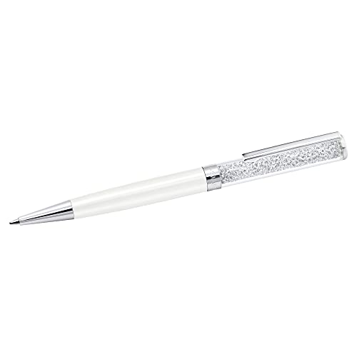 SWAROVSKI Crystalline Ballpoint Pen, Black Ink in White Coloured Casing, Crystal Design, from the Crystalline Collection