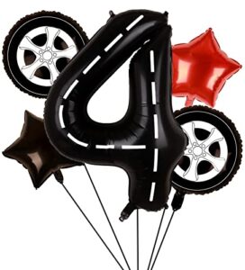 race car balloons wheel tire balloons 4th birthday party decorations for boys foil mylar racing car theme party supplies monstor truck transportation party favors anniversary decor