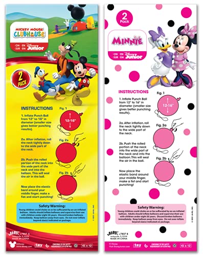 JA-RU Disney Micky & Minnie (12 Balls in 6 Packs) Punch Balls Balloons Fidget Ball Inflate & Punch Fidget Toy Inflatable Big Bounce Ball Stress Relief Punching Bag Toy for Kids. Ass-7807-6