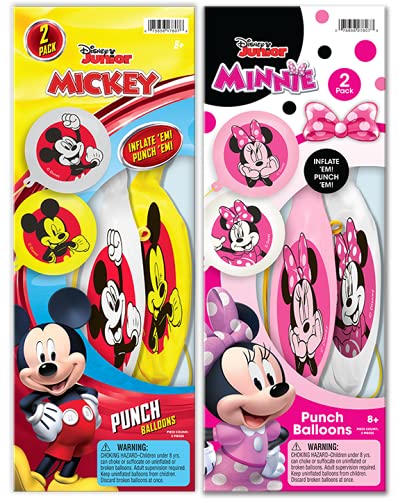 JA-RU Disney Micky & Minnie (12 Balls in 6 Packs) Punch Balls Balloons Fidget Ball Inflate & Punch Fidget Toy Inflatable Big Bounce Ball Stress Relief Punching Bag Toy for Kids. Ass-7807-6