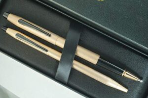 cross classic century limited collections with diamond cut pvd rose gold barrel and contrasting pvd appointments duo of selectip rollerball pen & ballpoint pen