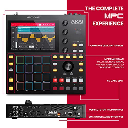 Akai Professional MPC One – Drum Machine, Sampler & MIDI Controller with Beat Pads, Synth Engines, Standalone Operation and Touch Display