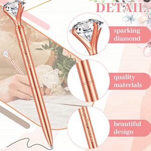 50 Pcs Bridal Shower Diamond Pens Bridal Shower Favors Diamond Pens Bulk Rose Gold Pens Bride Weeding Cute Pens Bling Metal Ballpoint Pen Kawaii Bridesmaid Pen for Women Baby Shower Party Favors Gifts