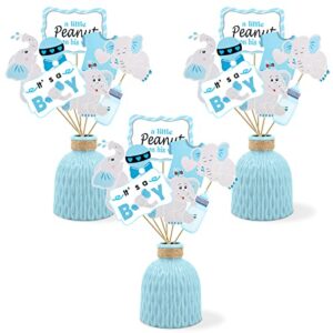 lebery 24pcs blue elephant centerpiece sticks baby boy it's a boy table centerpieces decorations blue little peanut cutouts for blue elephant theme boy baby shower birthday party supplies