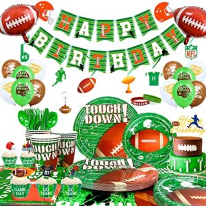 football birthday party supplies,168pcs football birthday party decorations&tableware set-football party plates napkins cups tablecloth balloons banner ect football theme party supplies for boys kids