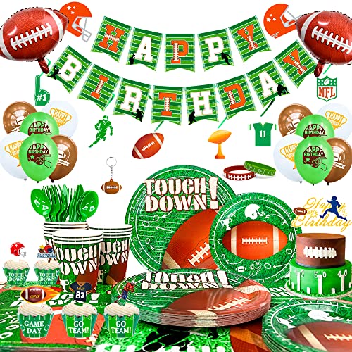 Football Birthday Party Supplies,168pcs Football Birthday Party Decorations&Tableware Set-Football Party Plates Napkins Cups Tablecloth Balloons Banner ect Football Theme Party Supplies for Boys Kids