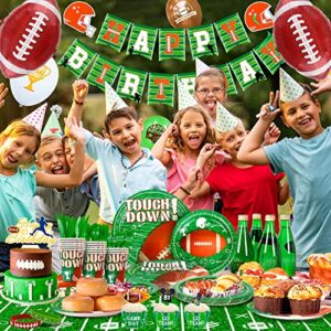 Football Birthday Party Supplies,168pcs Football Birthday Party Decorations&Tableware Set-Football Party Plates Napkins Cups Tablecloth Balloons Banner ect Football Theme Party Supplies for Boys Kids