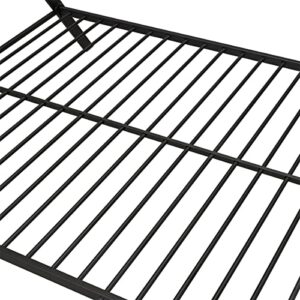 Full Size House Bed Frame, Metal Tent Bed Play House Bed with 20 Steel Slat & Floor Space, Montessori Low Platform Floor Bed for Girls Boys, No Box Spring Needed, Can be Decorated, Black
